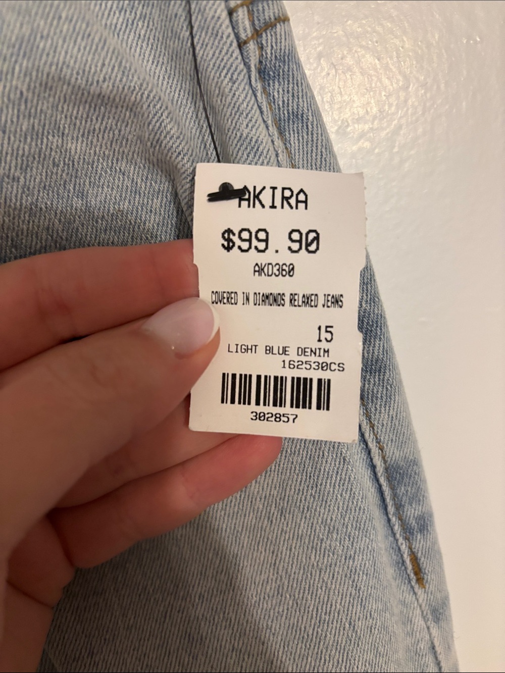 AKIRA Light Blue Straight-Leg Jeans with Side Button Trim - Picture 6 of 8
